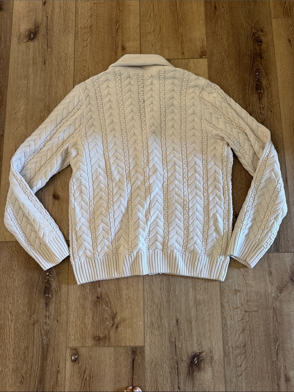 Jos. A. Bank | Cream Cable Knit Shawl Collar Cardigan | size L - Picture 4 of 4